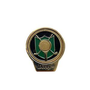Divvy Golf Ball Marker Clip Green & Black Enamel Gold Finish Lightweight Metal
